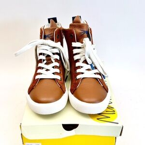 Mini Boden Tan Zip Up High Tops - Size 34 US 2.5 Unisex Girls Boys Sneakers NIB